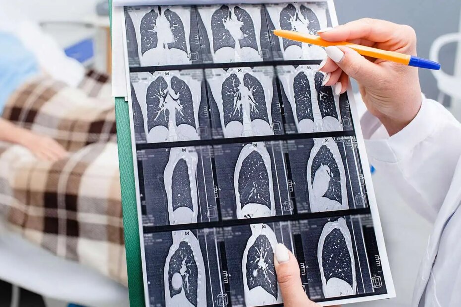 Close-up of a CT lung screening.