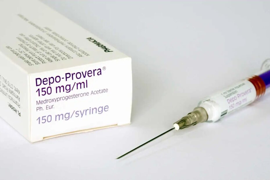 An image of depot medroxyprogesterone acetate (Depo-Provera) injectable contraceptive.
