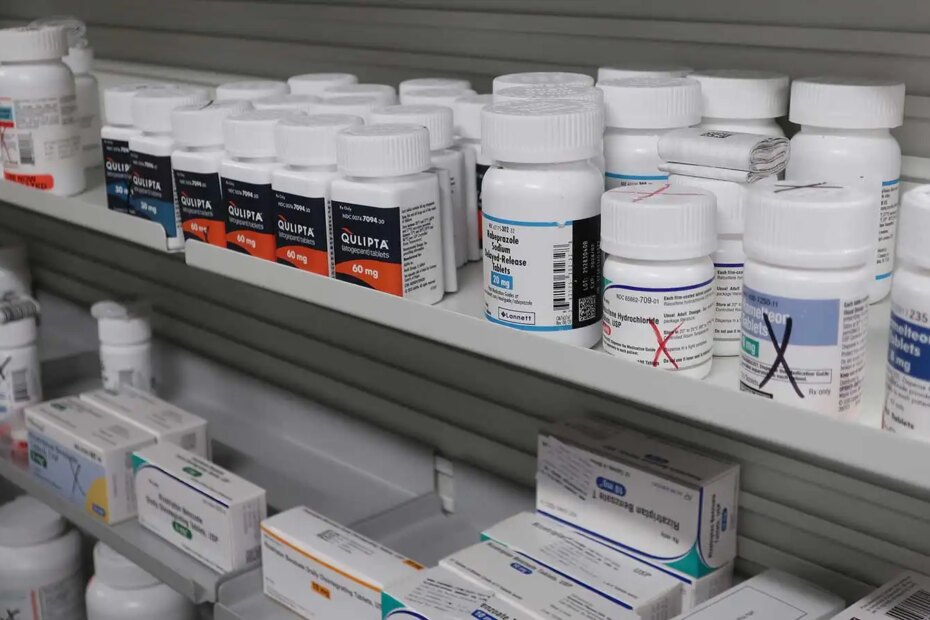 Bottles of medications sit on shelves at the Stormont Vail Retail Pharmacy in Topeka, Kan., Tuesday, June 2, 2026.