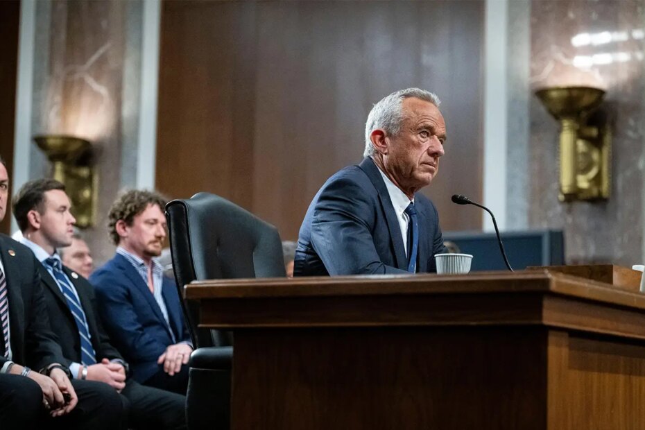 A photo of Robert F. Kennedy Jr. during his confirmation hearing.