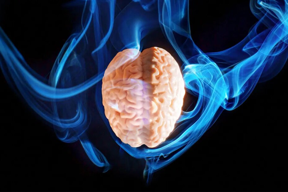 A computer rendering of smoke around a brain.